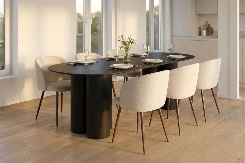 Juno Matbord Oval 220x100 cm Fanér - Svart - Products - Möbler - Bord & matgrupp - Matbord & köksbord