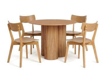 Juno Matgrupp 110 cm runt i Ek med 4 Amelia Matstolar - Ek - Products - Möbler - Bord & matgrupp - Matgrupp