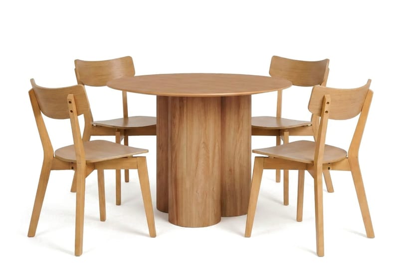 Juno Matgrupp 110 cm runt i Ek med 4 Amelia Matstolar - Ek - Products - Möbler - Bord & matgrupp - Matgrupp