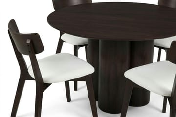 Juno Matgrupp 110 cm runt i Rökt Ek med 4 Amelia Matstolar med Dyna - Rökt Ek/Beige - Products - Möbler - Bord & matgrupp - Matgrupp