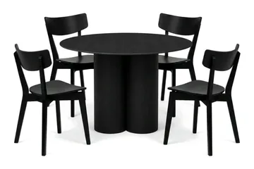 Juno Matgrupp 110 cm runt i Svart med 4 Amelia Matstolar - Svart - Products - Möbler - Bord & matgrupp - Matgrupp