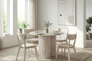 Juno Matgrupp 110 cm runt Vitlaserad med 4 Amelia Matstolar - Vitlaserad - Products - Möbler - Bord & matgrupp - Matgrupp