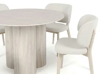 Juno Matgrupp 110 cm runt Vitlaserad med 4 Eira Matstolar - Vitlaserad - Products - Möbler - Bord & matgrupp - Matgrupp