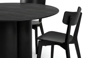 Juno Matgrupp 130 cm runt i Svart med 6 Amelia Matstolar - Svart - Products - Möbler - Bord & matgrupp - Matgrupp