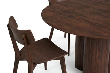 Juno Matgrupp 130 cm runt i Valnöt med 6 Amelia Matstolar - Valnöt - Products - Möbler - Bord & matgrupp - Matgrupp