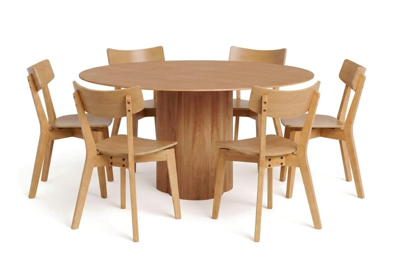 Juno Matgrupp 150 cm runt i Ek med 6 Amelia Matstolar - Ek - Products - Möbler - Bord & matgrupp - Matgrupp