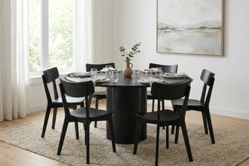 Juno Matgrupp 150 cm runt i Svart med 6 Amelia Matstolar - Svart - Products - Möbler - Bord & matgrupp - Matgrupp
