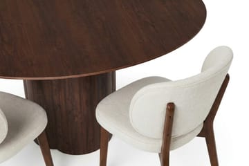 Juno Matgrupp 150 cm runt i Valnöt med 6 Eira Matstolar - Valnöt - Products - Möbler - Bord & matgrupp - Matgrupp