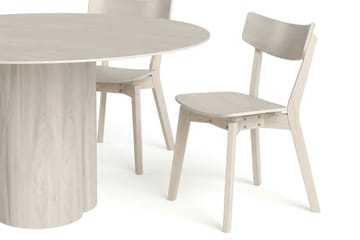 Juno Matgrupp 150 cm runt Vitlaserad med 6 Amelia Matstolar - Vitlaserad - Products - Möbler - Bord & matgrupp - Matgrupp