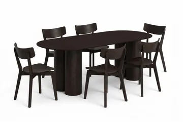 Juno Matgrupp 220 cm rektangulärt i Rökt Ek med 6 Amelia Matstolar - Rökt Ek - Products - Möbler - Bord & matgrupp - Matgrupp