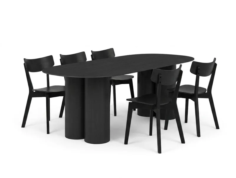 Juno Matgrupp 220 cm rektangulärt i Svart med 6 Amelia Matstolar - Svart - Products - Möbler - Bord & matgrupp - Matgrupp