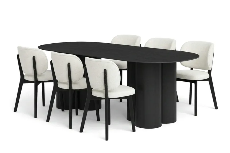 Juno Matgrupp 220 cm rektangulärt i Svart med 6 Eira Matstolar - Svart - Products - Möbler - Bord & matgrupp - Matgrupp