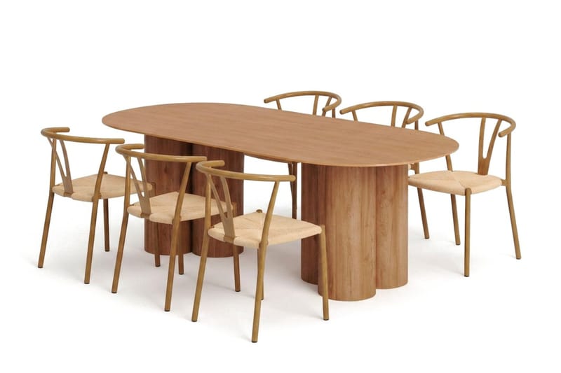 Juno Matgrupp rektangulärt 220 cm Ek med 6 Elysia Matstolar - Ek - Products - Möbler - Bord & matgrupp - Matgrupp
