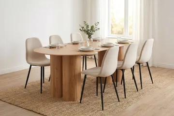 Juno Matgrupp rektangulärt 220 cm Ek med 6 Nibe Matstolar - Ek - Products - Möbler - Bord & matgrupp - Matgrupp