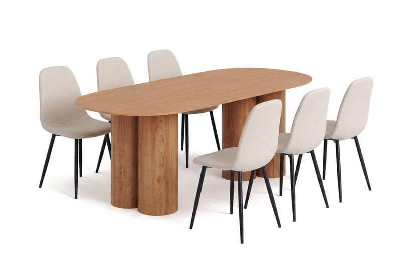 Juno Matgrupp rektangulärt 220 cm Ek med 6 Nibe Matstolar - Ek - Products - Möbler - Bord & matgrupp - Matgrupp