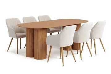 Juno Matgrupp rektangulärt 220 cm Ek med 8 Filippa Matstolar