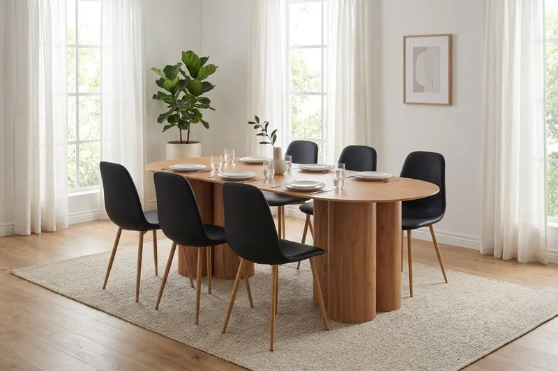 Juno Matgrupp rektangulärt 220 cm Ek med 8 Nibe Matstolar - Ek - Products - Möbler - Bord & matgrupp - Matgrupp