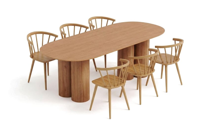 Juno Matgrupp rektangulärt 220 cm Ek med 8 Tyrö Matstolar - Ek - Products - Möbler - Bord & matgrupp - Matgrupp