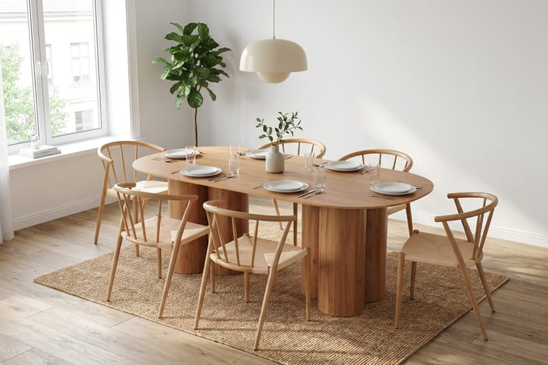 Juno Matgrupp rektangulärt 220 cm Ek med 8 Winston Matstolar - Ek - Products - Möbler - Bord & matgrupp - Matgrupp
