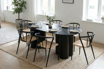 Juno Matgrupp rektangulärt 220 cm Svart med 6 Winston Matstolar - Svartlaserad ek - Products - Möbler - Bord & matgrupp - Matgrupp