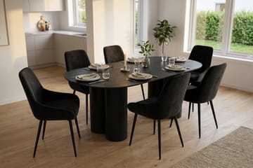 Juno Matgrupp rektangulärt 220 cm Svart med 8 Alsarp Matstolar - Svart - Products - Möbler - Bord & matgrupp - Matgrupp