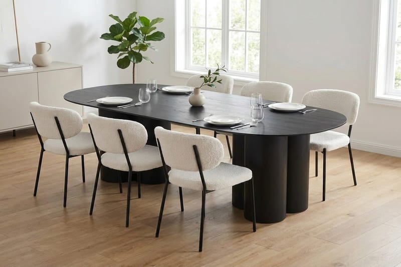 Juno Matgrupp rektangulärt 220 cm Svart med 8 Gemmiano Matstolar - Svart - Products - Möbler - Bord & matgrupp - Matgrupp