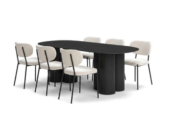 Juno Matgrupp rektangulärt 220 cm Svart med 8 Gemmiano Matstolar - Svart - Products - Möbler - Bord & matgrupp - Matgrupp