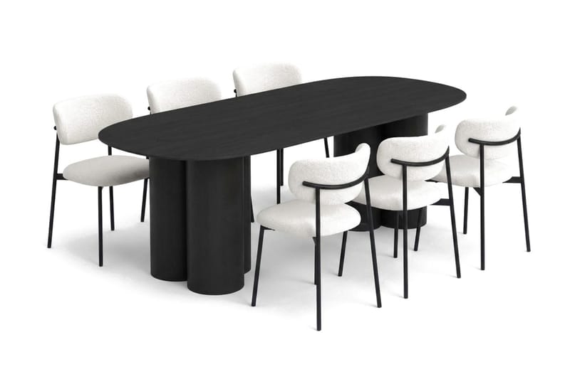 Juno Matgrupp rektangulärt 220 cm Svart med 8 Lucy Matstolar - Svart - Products - Möbler - Bord & matgrupp - Matgrupp