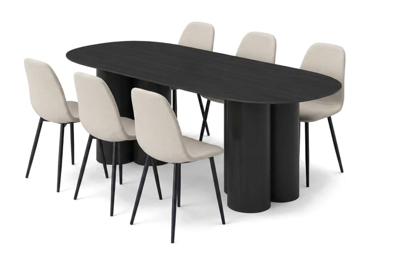 Juno Matgrupp rektangulärt 220 cm Svart med 8 Nibe Matstolar - Svart - Products - Möbler - Bord & matgrupp - Matgrupp