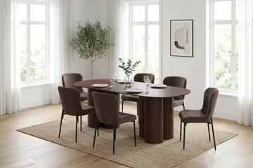 Juno Matgrupp rektangulärt 220 cm Valnöt med 6 Elsie Matstolar - Valnöt/Brun - Products - Möbler - Bord & matgrupp - Matgrupp