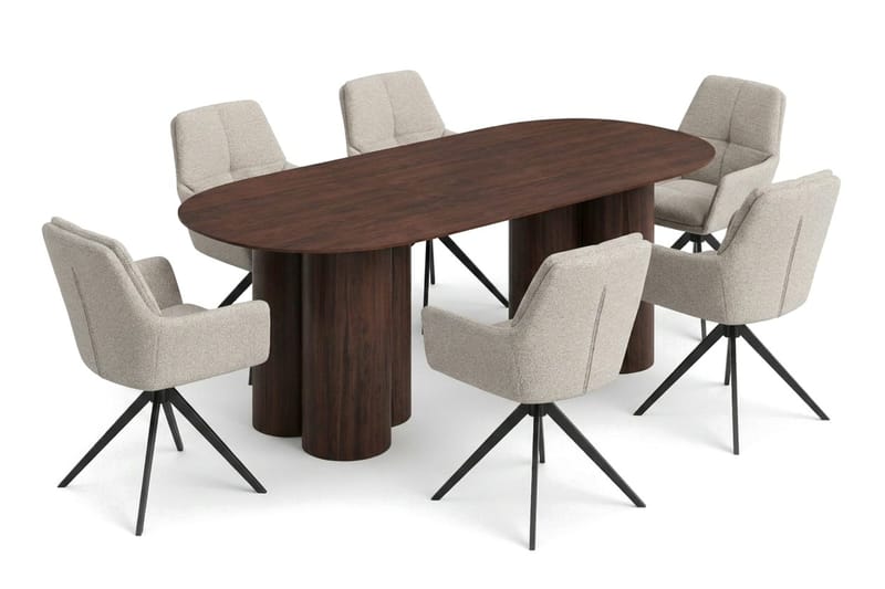 Juno Matgrupp rektangulärt 220 cm Valnöt med 8 Torsby Matstolar - Valnöt - Products - Möbler - Bord & matgrupp - Matgrupp