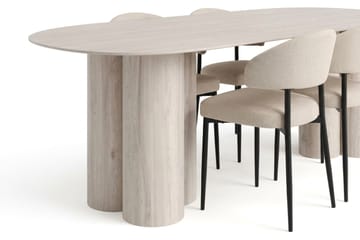 Juno Matgrupp rektangulärt 220 cm Vitlaserad med 8 Sawako Matstolar - Vitlaserad - Products - Möbler - Bord & matgrupp - Matgrupp