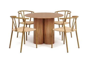 Juno Matgrupp runt 110 cm Ek med 4 Elysia Matstolar - Products - Möbler - Bord & matgrupp - Matgrupp