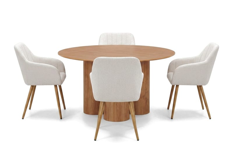 Juno Matgrupp runt 110 cm Ek med 4 Filippa Matstolar - Ek - Products - Möbler - Bord & matgrupp - Matgrupp