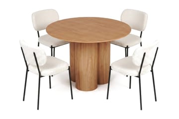 Juno Matgrupp runt 110 cm Ek med 4 Gemmiano Matstolar - Ek - Products - Möbler - Bord & matgrupp - Matgrupp