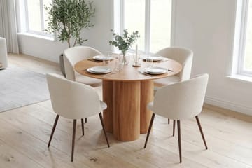 Juno Matgrupp runt 110 cm Ek med 4 Greya Matstolar - Ek - Products - Möbler - Bord & matgrupp - Matgrupp