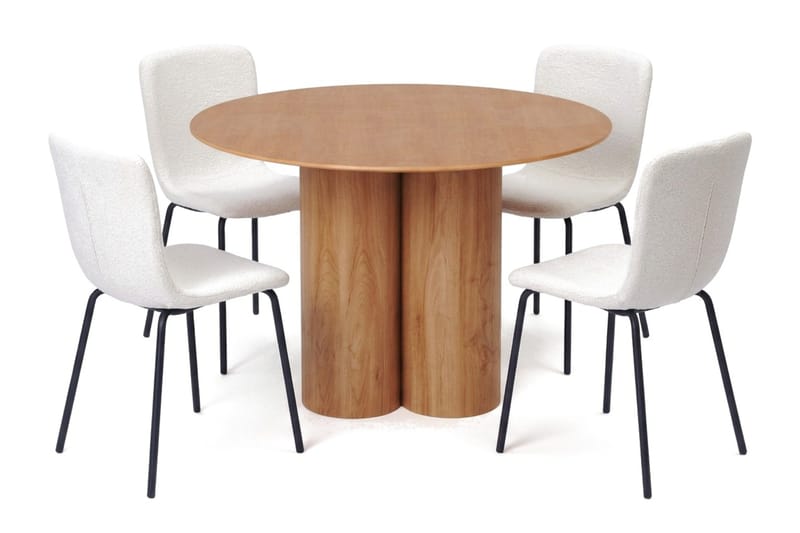 Juno Matgrupp runt 110 cm Ek med 4 Katy Matstolar - Ek - Products - Möbler - Bord & matgrupp - Matgrupp