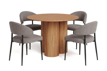 Juno Matgrupp runt 110 cm Ek med 4 Sawako Matstolar - Ek - Products - Möbler - Bord & matgrupp - Matgrupp