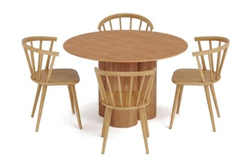 Juno Matgrupp runt 110 cm Ek med 4 Tyrö Matstolar - Ek - Products - Möbler - Bord & matgrupp - Matgrupp