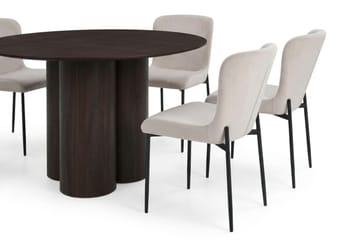 Juno Matgrupp runt 110 cm Rökt Ek med 4 Elsie Matstolar - Rökt ek/Beige - Products - Möbler - Bord & matgrupp - Matgrupp