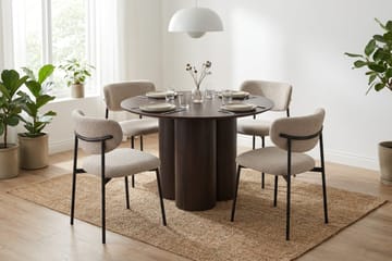 Juno Matgrupp runt 110 cm Rökt Ek med 4 Lucy Matstolar - Rökt ek - Products - Möbler - Bord & matgrupp - Matgrupp
