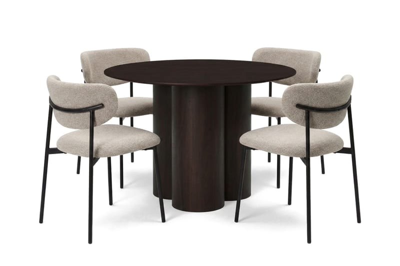 Juno Matgrupp runt 110 cm Rökt Ek med 4 Lucy Matstolar - Rökt ek - Products - Möbler - Bord & matgrupp - Matgrupp