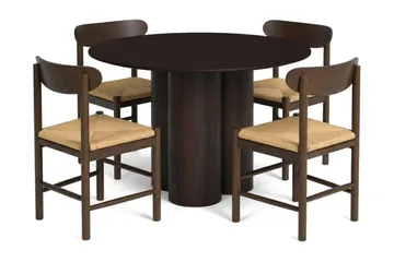 Juno Matgrupp runt 110 cm Rökt Ek med 4 Malte Matstolar - Products - Möbler - Bord & matgrupp - Matgrupp