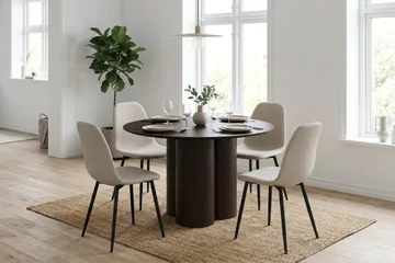 Juno Matgrupp runt 110 cm Rökt Ek med 4 Nibe Matstolar - Rökt ek - Products - Möbler - Bord & matgrupp - Matgrupp