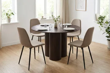Juno Matgrupp runt 110 cm Rökt Ek med 4 Nibe Matstolar - Rökt ek - Products - Möbler - Bord & matgrupp - Matgrupp