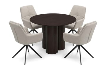 Juno Matgrupp runt 110 cm Rökt Ek med 4 Torsby Matstolar - Rökt ek - Products - Möbler - Bord & matgrupp - Matgrupp