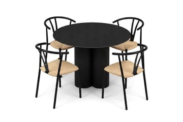 Juno Matgrupp runt 110 cm Svart med 4 Elysia Matstolar - Products - Möbler - Bord & matgrupp - Matgrupp