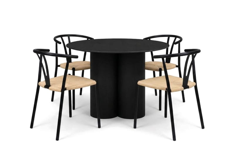 Juno Matgrupp runt 110 cm Svart med 4 Elysia Matstolar - Products - Möbler - Bord & matgrupp - Matgrupp