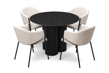 Juno Matgrupp runt 110 cm Svart med 4 Filip Matstolar - Svart - Products - Möbler - Bord & matgrupp - Matgrupp