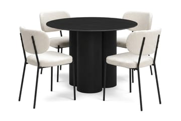 Juno Matgrupp runt 110 cm Svart med 4 Gemmiano Matstolar - Svart - Products - Möbler - Bord & matgrupp - Matgrupp